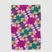 Abstract kunstpatroon met fijne geelbloem golfhanddoek (Voorkant)