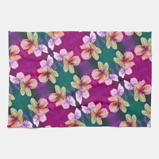 Abstract kunstpatroon met fijne geelbloem theedoek (Horizontaal)