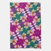 Abstract kunstpatroon met fijne geelbloem theedoek (Verticaal)