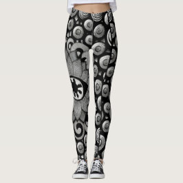 abstract kunstpatroon zwart en grijs leggings