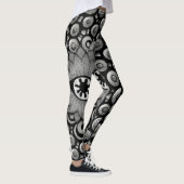 abstract kunstpatroon zwart en grijs leggings (Rechts)