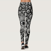abstract kunstpatroon zwart en grijs leggings (Achterkant)