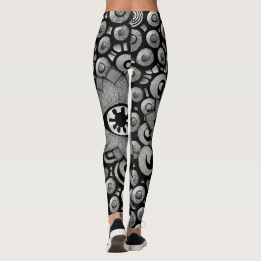abstract kunstpatroon zwart en grijs leggings (Achterkant)