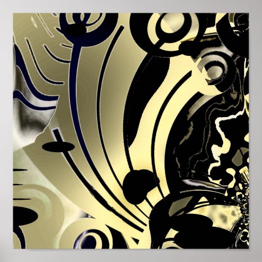 Abstract Kunstposter Gouden Nacht Poster (Voorkant)