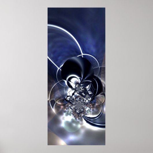 Abstract Kunstposter Metaal Reflecteer Blauw Poster (Voorkant)