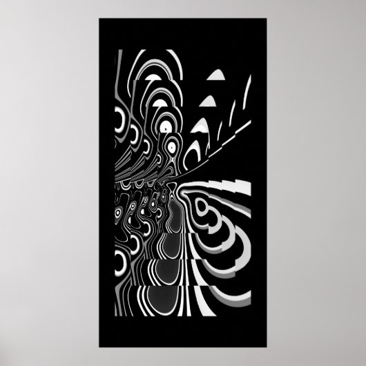 Abstract Kunstposter Ultra Modern Zwart Wit Grijs Poster (Voorkant)