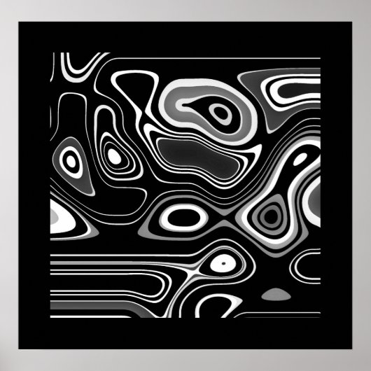 Abstract Kunstposter Ultra Modern Zwart Wit Poster (Voorkant)