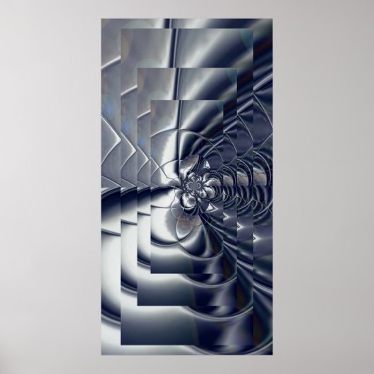 Abstract Kunstposter Zilveren Plaat Vier Poster (Voorkant)