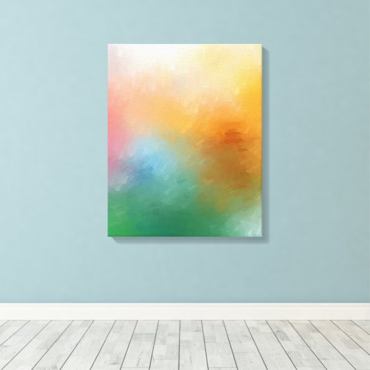 Abstract kunstrood - blauw Paars roze Canvas Afdruk (Insitu (Houten vloer))