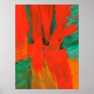 Abstract Kunstschilder rood Oranje groen goud Poster