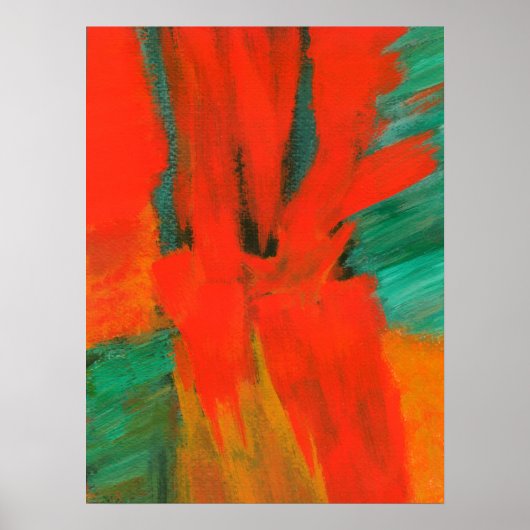 Abstract Kunstschilder rood Oranje groen goud Poster (Voorkant)