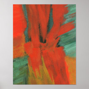 Abstract Kunstschilder rood Oranje groen goud Poster