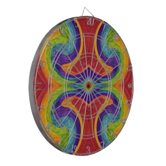Abstract kunstschilderij 5 dartbord (Voorkant Links)