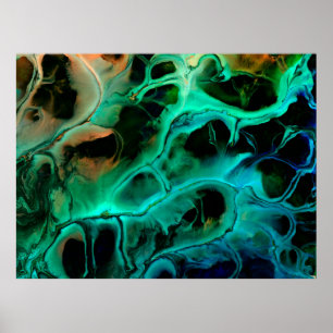 Abstract kunstschilderij van bright neon in violet poster