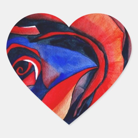 Abstract kunstschilderij van Macrorode rororororor Hart Sticker (Voorkant)