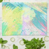 Abstract kunstschildpad Turquoise Pink Yellow Blee Theedoek (Gevouwen)