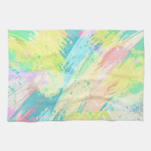 Abstract kunstschildpad Turquoise Pink Yellow Blee Theedoek (Horizontaal)