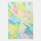 Abstract kunstschildpad Turquoise Pink Yellow Blee Theedoek (Verticaal)