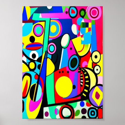 Abstract kunststuk met gedurfde kleuren geordend poster (Voorkant)