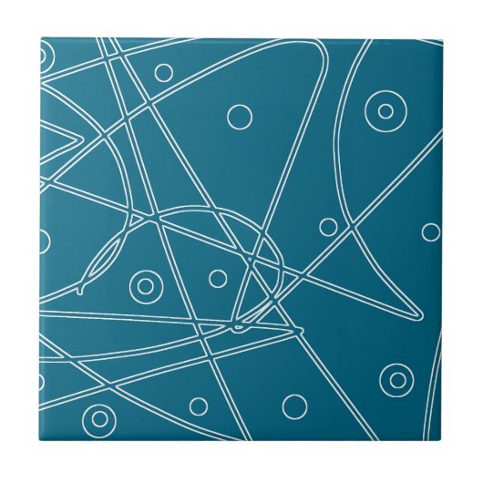 Abstract Kunstturquoise-lijnen Minimalisme Tegeltje (Voorkant)