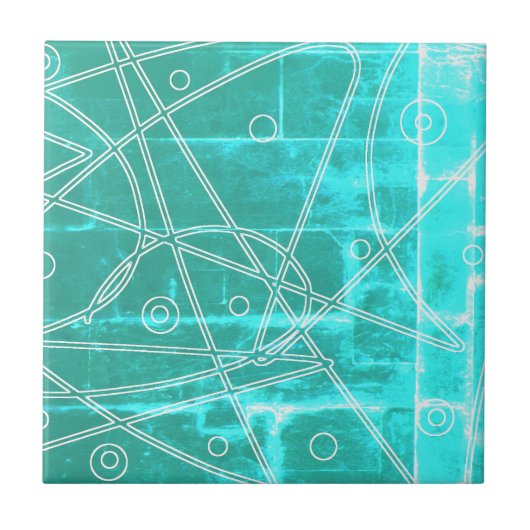 Abstract Kunstturquoise-lijnen Minimalisme Tegeltje (Voorkant)