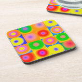 Abstract Kunstvet, helder rood blauw Bier Onderzetter (Linkerzijde)