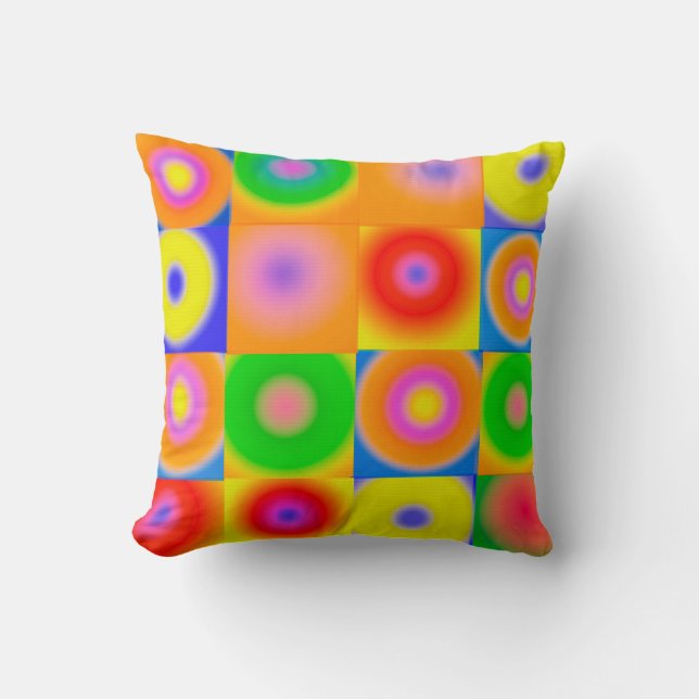 Abstract Kunstvet, helder rood blauw Kussen (Voorkant)