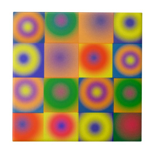 Abstract Kunstvet, helder rood blauw Tegeltje (Voorkant)