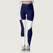 Abstract kunstvette donkerblauw wit leggings (Voorkant)