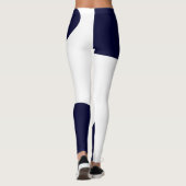 Abstract kunstvette donkerblauw wit leggings (Achterkant)