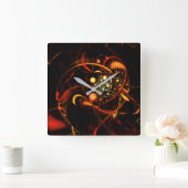 Abstract kunstvierkant met hartslag vierkante klok (Huis)