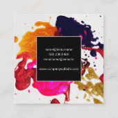 Abstract Kunstwerk | Inktspatten Vierkante Visitekaartje (Achterkant)
