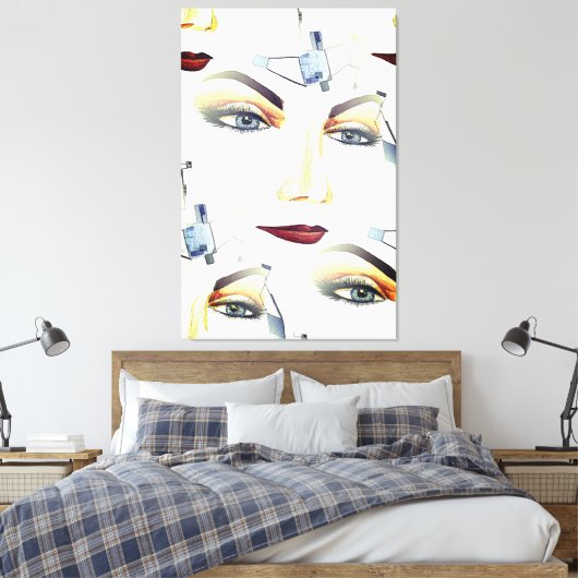 Abstract kunstwerk met sensual Feminine Portrait Canvas Afdruk (Insitu (Slaapkamer))