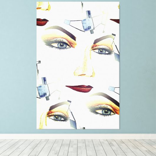 Abstract kunstwerk met sensual Feminine Portrait Canvas Afdruk (Insitu (Houten vloer))