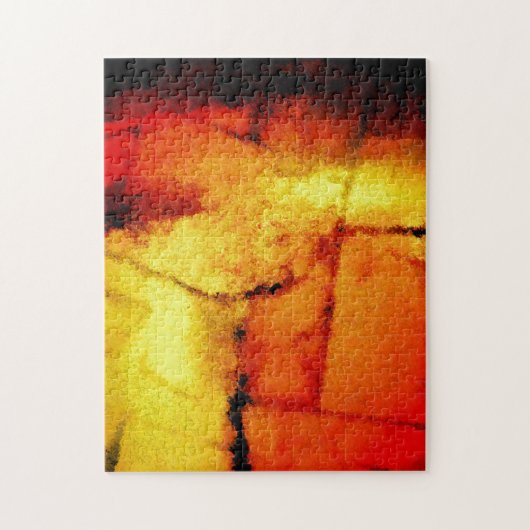 Abstract kunstwerk, roodgeel, modern legpuzzel (Verticaal)
