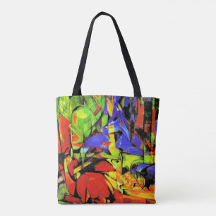 Abstract kunstwerk van Franz Marc, Vechtende vorme Tote Bag