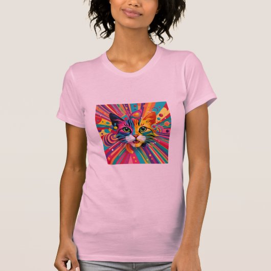 Abstract kunstwerkontwerp Kat die levendig is, T-shirt (Voorkant)