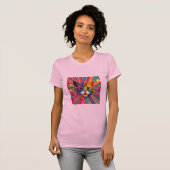 Abstract kunstwerkontwerp Kat die levendig is, T-shirt (Voorkant volledig)