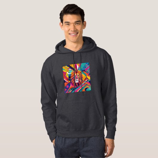 Abstract kunstwerkontwerp Leeuw die levendig is, Hoodie (Voorkant volledig)