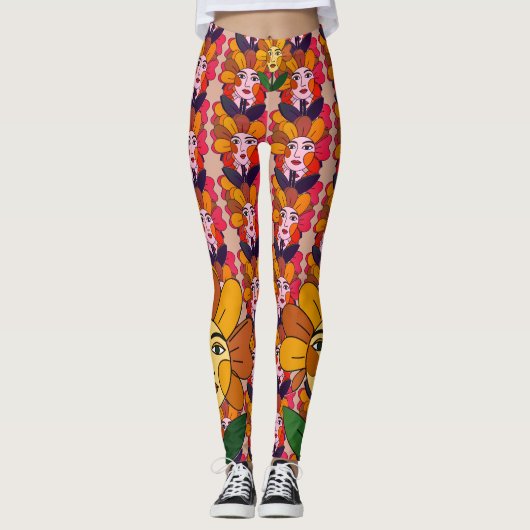 Abstract Kunstzinnig Feestelijk Leggings (Voorkant)