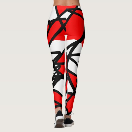 Abstract kunstzwart-witminimalisme leggings (Achterkant)