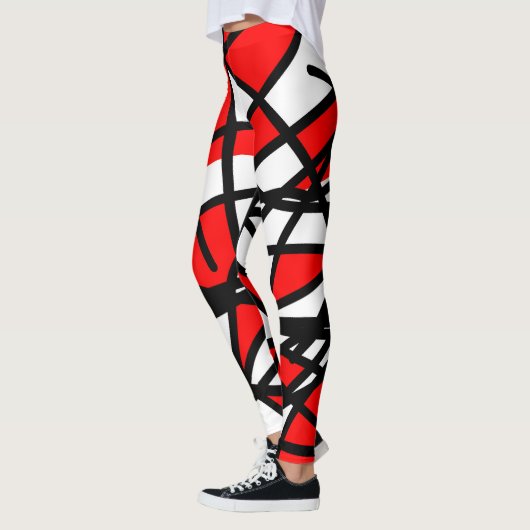 Abstract kunstzwart-witminimalisme leggings (Links)