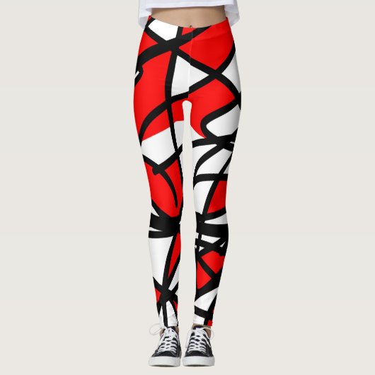 Abstract kunstzwart-witminimalisme leggings (Voorkant)