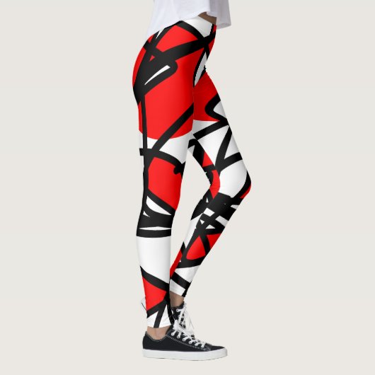 Abstract kunstzwart-witminimalisme leggings (Rechts)