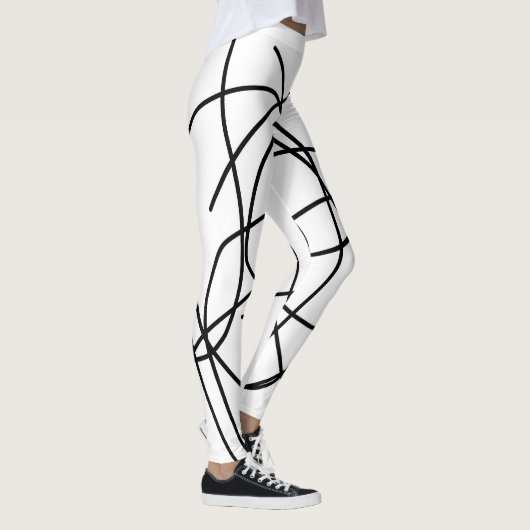 Abstract kunstzwart-wittekenteken minimalisme leggings (Rechts)