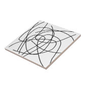 Abstract kunstzwart-wittekenteken minimalisme tegeltje (Zijkant)