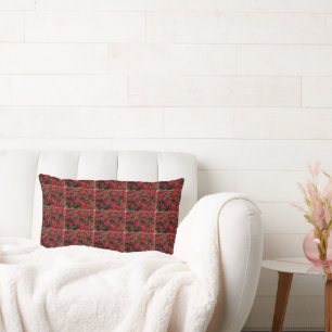 Abstract Kussen met Bloemmotief en Gridpatroon