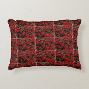Abstract Kussen met Bloemmotief in Rasterpatroon
