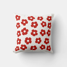 Abstract kussen met rode bloempatroon
