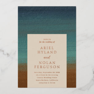 Abstract Kust Chic Modern Huwelijk Folie Uitnodiging